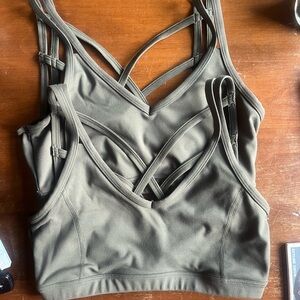Olive Green Strappy Sports Bra
